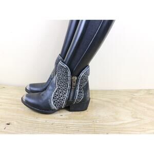 Corral Circle G Boots 9.5 Black Leather Distressed Cutout Shortie Ankle Bootie